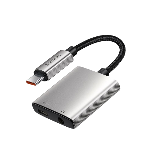 Adaptador Dongle MCDodo 60W e P2/P3 - Áudio Hi-Res, Carregamento Rápido, Tipo-C - 3.5mm