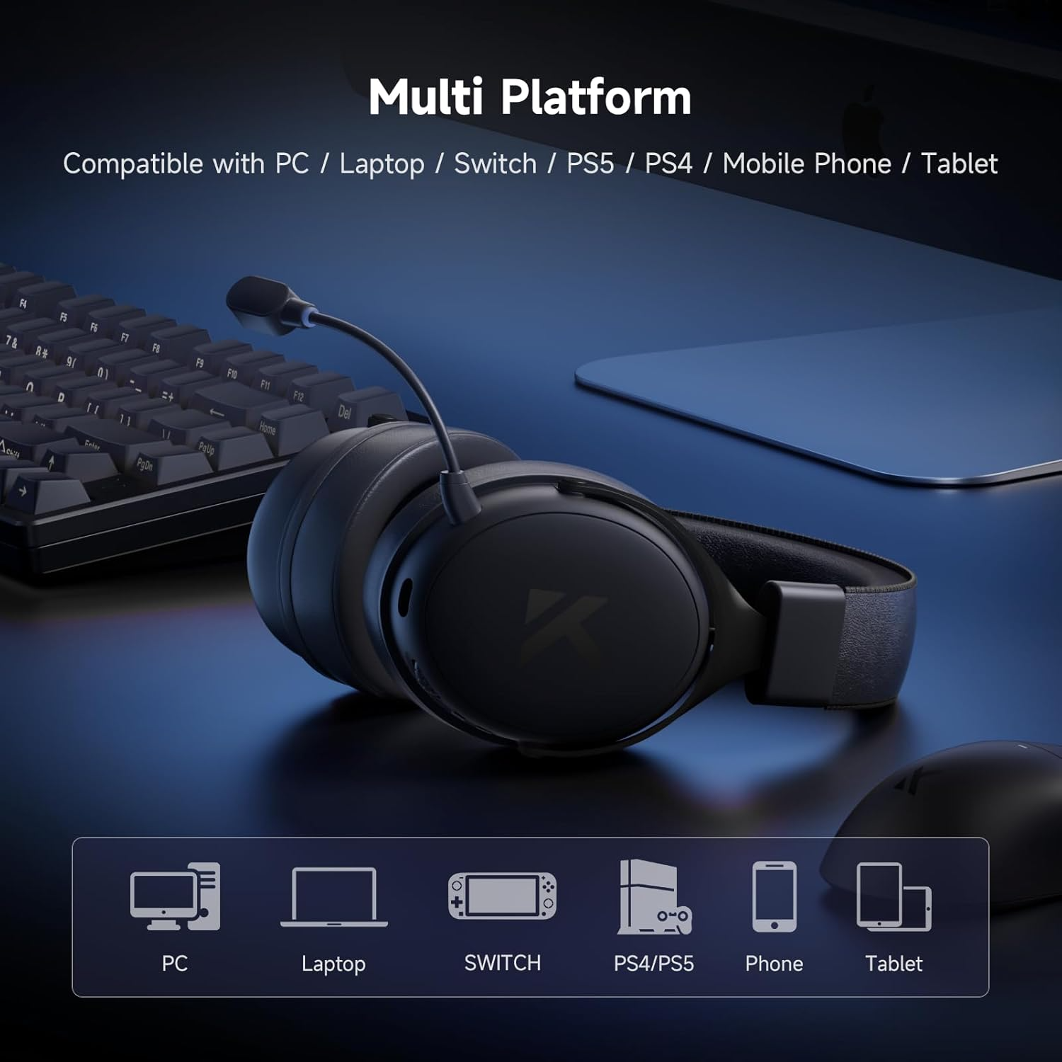 Headset Mchose V9 Pro - Bluetooth 5.3 - 2.4GHz e Cabo, Som 7.1 Hi-Res, Microfone com Redutor de Ruído, 15ms LL, Bateria 250h