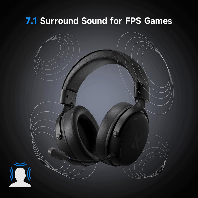 Headset Mchose V9 Pro - Bluetooth 5.3 - 2.4GHz e Cabo, Som 7.1 Hi-Res, Microfone com Redutor de Ruído, 15ms LL, Bateria 250h