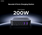 Estação de Carga Ugreen NEXODE PD/QC 3.0 GAN 200W - 4 Portas USB-C e 2 Portas USB-A