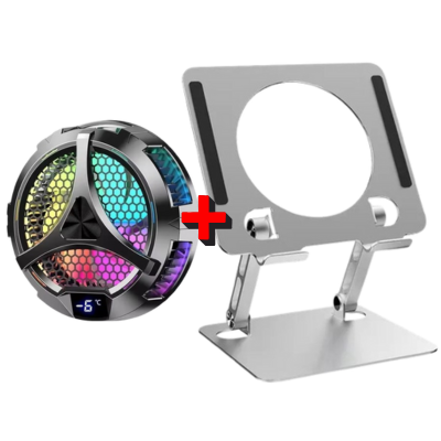 KIT Suporte Fixo e Cooler Magnético 30W para Tablet - Resfriamento Potente