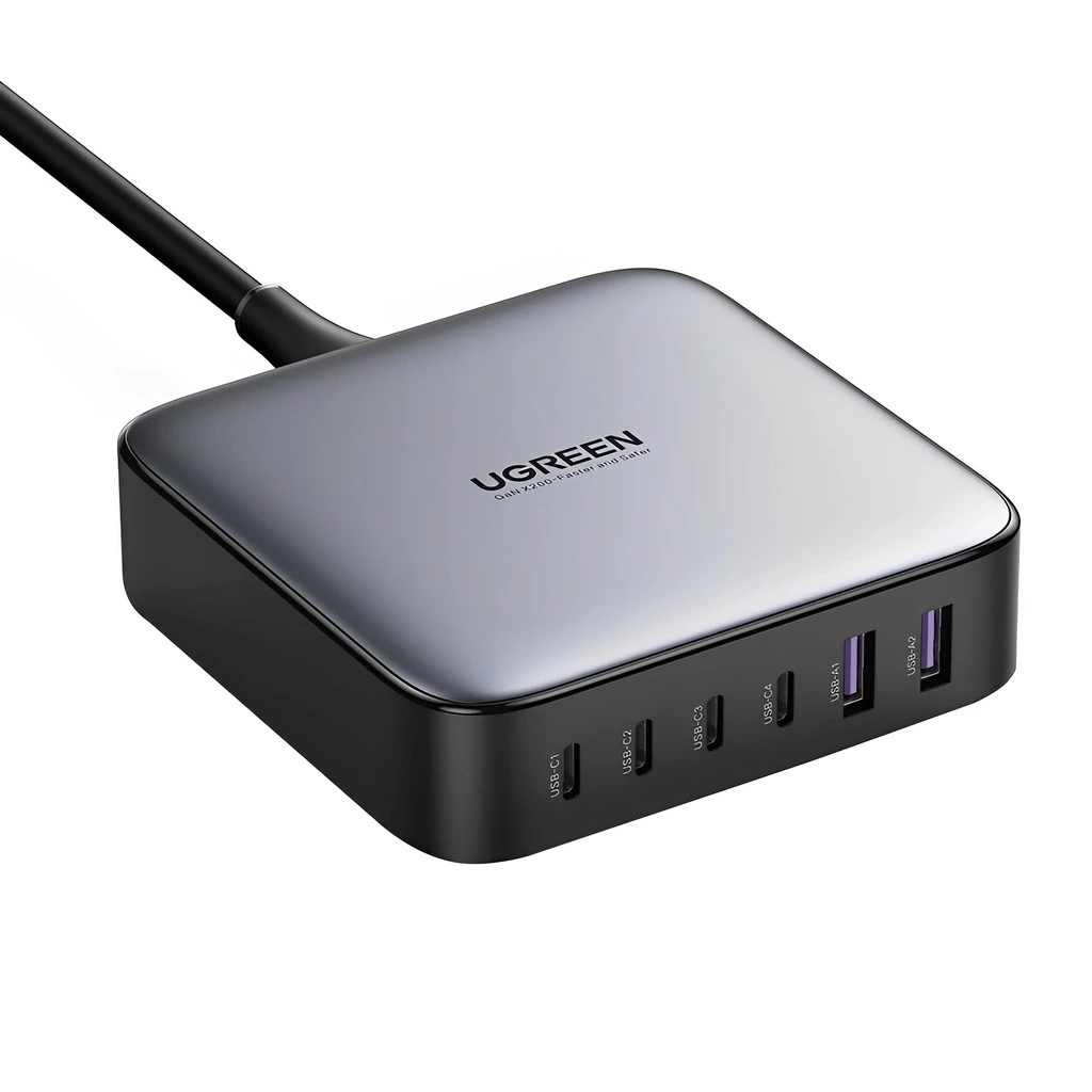 Estação de Carga Ugreen NEXODE PD/QC 3.0 GAN 200W - 4 Portas USB-C e 2 Portas USB-A