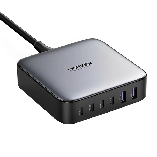 Estação de Carga Ugreen NEXODE PD/QC 3.0 GAN 200W - 4 Portas USB-C e 2 Portas USB-A