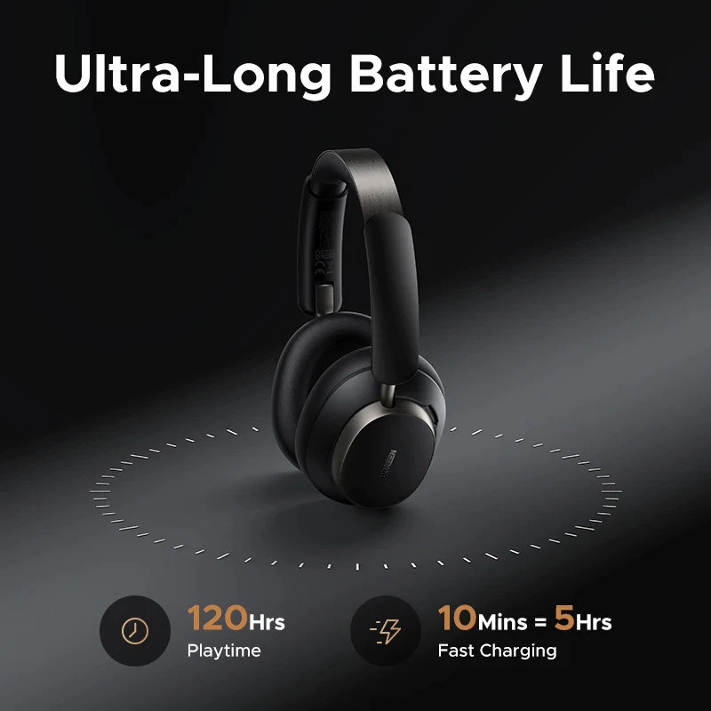 Headset Ugreen Studio Pro - Bluetooth 6.0 e Cabo, Som Hi-Res LDAC, 0.06s LL e Conexão Dupla, Cancelamento Ativo de Ruído, Bateria 120h